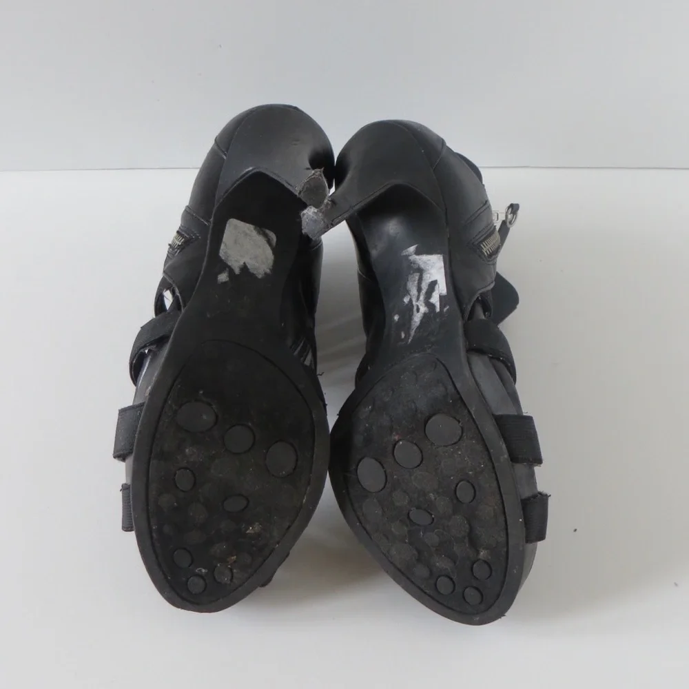 Carlos Santana Black Bandage Caged Peeptoe Sandals, Size 7.5 🔴CLEARANCE🔴